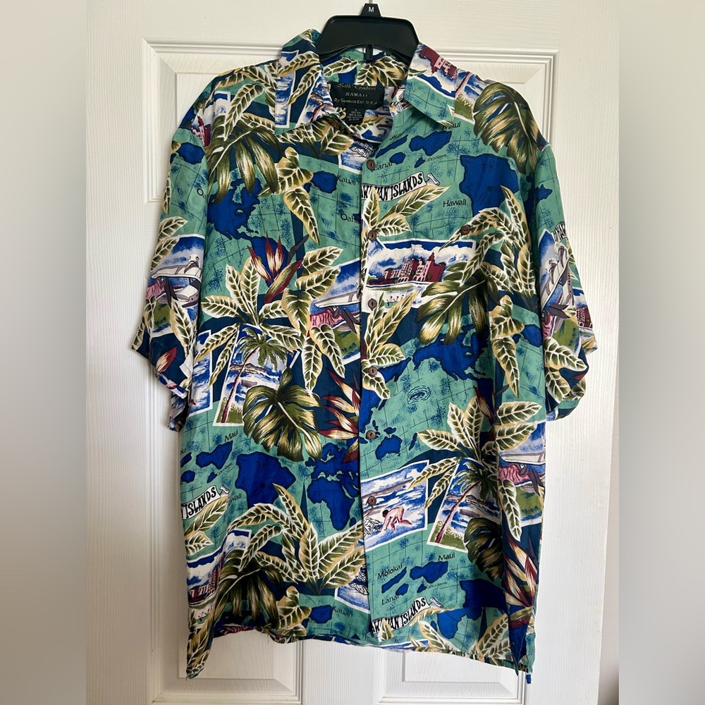 Silk Traders Hawaii By Sunrise 100% Silk Tropical Vacation Beach Men’s L